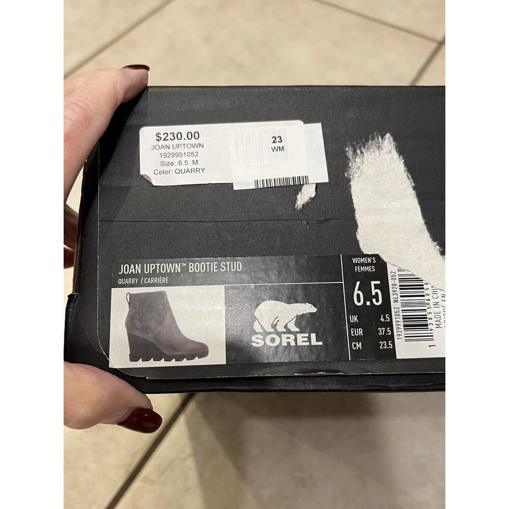 Sorel Gray Joan Uptown Stud Booties Sz 6.5 NIB Waterproof - Picture 3 of 10